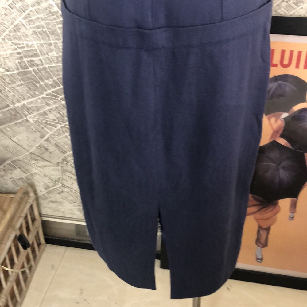 Lela Rose Navy Blue Sheath Midi Dress with Square Neck Size 0 - Picture 8 of 11